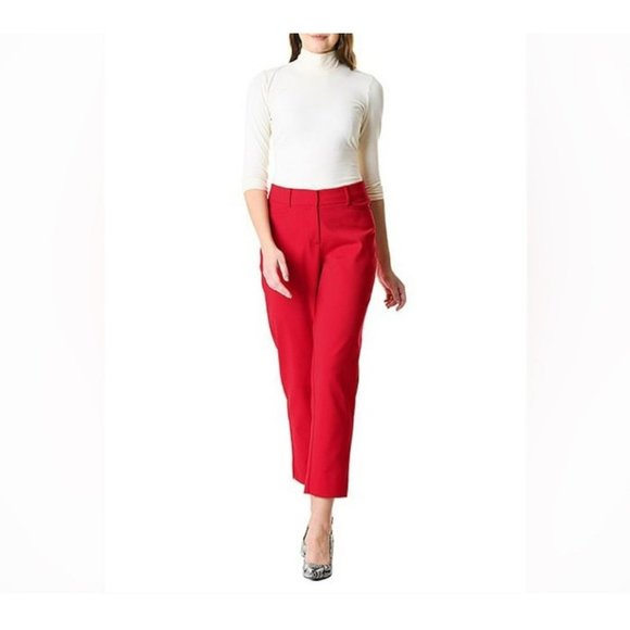 NWT Laundry By Shelli Segal Ladies Red Slim Fit Ankle Length Pants SZ 6 - Picture 2 of 10